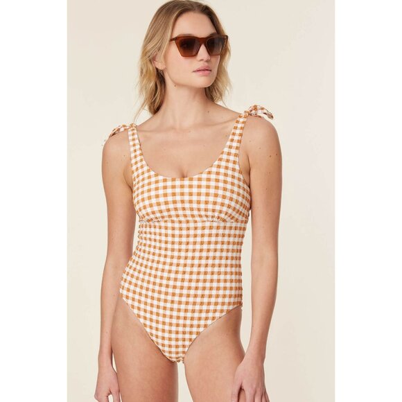 Andie Swim The Mandalay One Piece Women's Size XS Gingham Sparrow Seersucker NWT - Picture 4 of 16